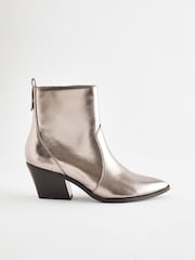 Pewter Silver Standard/Wide Fit Forever Comfort® Cowboy Western Ankle Boots - Image 4 of 7