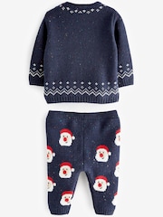 Navy Blue Santa Baby Knitted Jumper And Leggings Set (0mths-2yrs) - Image 2 of 3