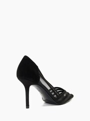 Dune London Black Axis Suede Mesh Panelled Court Shoes - Image 5 of 5