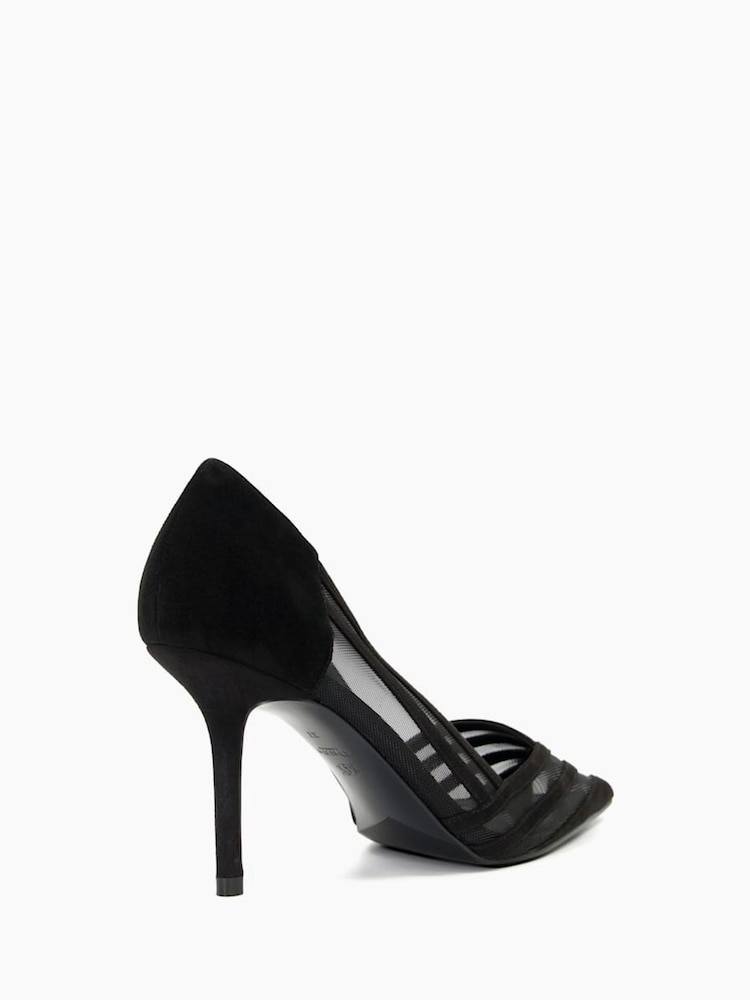 Dune London Black Axis Suede Mesh Panelled Court Shoes - Image 5 of 5