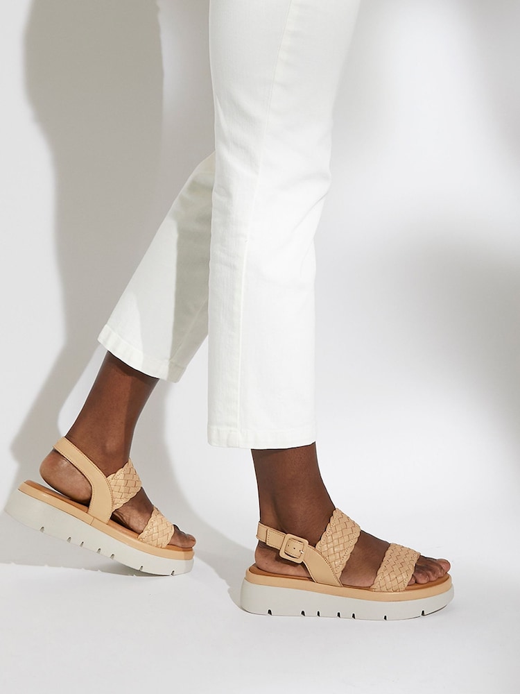 Dune London Brown Lorris Woven Strap Soft Volu Sandals - Image 1 of 7