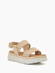 Dune London Brown Lorris Woven Strap Soft Volu Sandals - Image 4 of 7