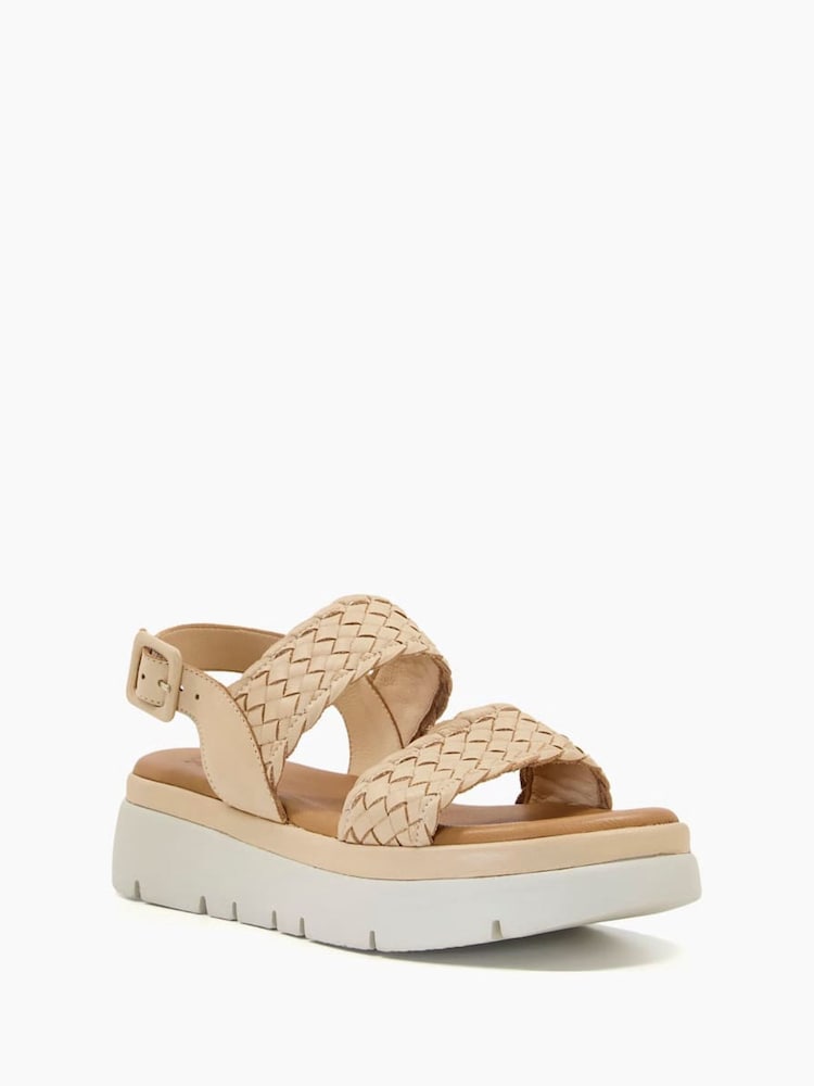 Dune London Brown Lorris Woven Strap Soft Volu Sandals - Image 4 of 7