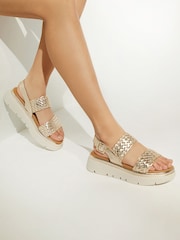Dune London Gold Lorris Woven Strap Soft Volu Sandals - Image 1 of 7