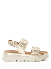 Dune London Gold Lorris Woven Strap Soft Volu Sandals - Image 3 of 7