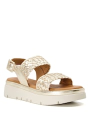 Dune London Gold Lorris Woven Strap Soft Volu Sandals - Image 4 of 7