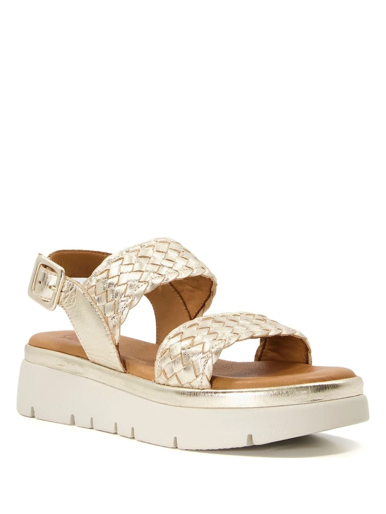 Dune London Gold Lorris Woven Strap Soft Volu Sandals - Image 4 of 7