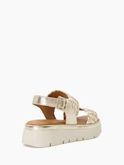 Dune London Gold Lorris Woven Strap Soft Volu Sandals - Image 5 of 7