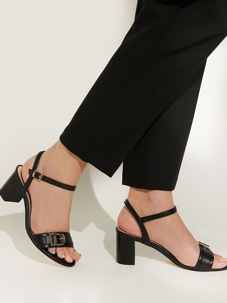 Dune London Black Jessie Branded Buckle Block Sandals - Image 1 of 1