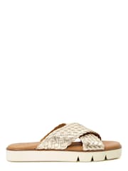 Dune London Gold Lexey Woven Cross Strap Sandals - Image 2 of 5