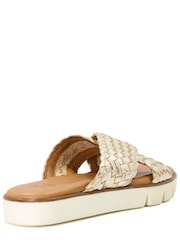 Dune London Gold Lexey Woven Cross Strap Sandals - Image 4 of 5