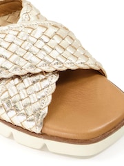 Dune London Gold Lexey Woven Cross Strap Sandals - Image 5 of 5