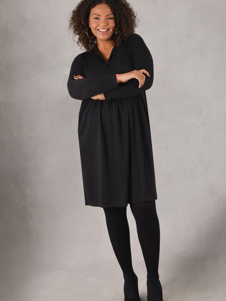 Live Unlimited Curve Black Cupro Jersey Cocoon Dress - Image 1 of 4