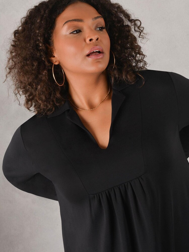 Live Unlimited Curve Black Cupro Jersey Cocoon Dress - Image 3 of 4