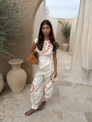 Never Fully Dressed White Snake Tie Side Trousers - Image 1 of 3
