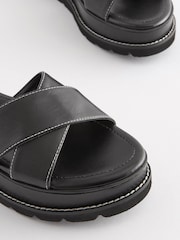 Black Forever Comfort® Leather Chunky Buckle Flatform Sandals - Image 7 of 7