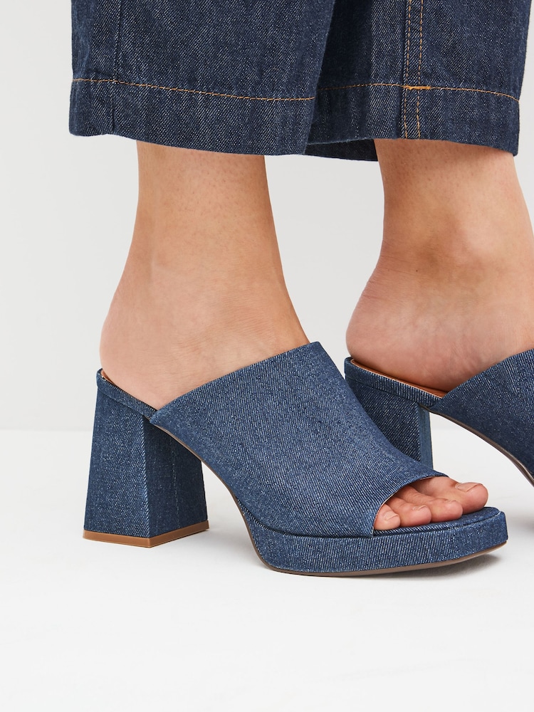 Denim Forever Comfort® Platform Mules - Image 2 of 7 Denim Forever Comfort® Platform Mules - Image 2 of 7