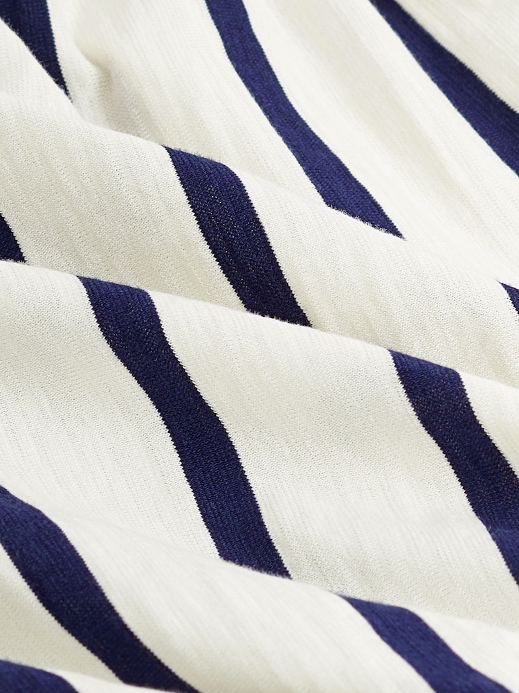 Navy Blue/White Stripe Ruched Side Boobtube Top - Image 6 of 6