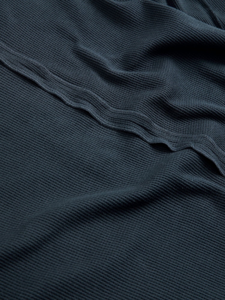 Navy Blue Seam Detail Waffle 100% Cotton Top - Image 6 of 6