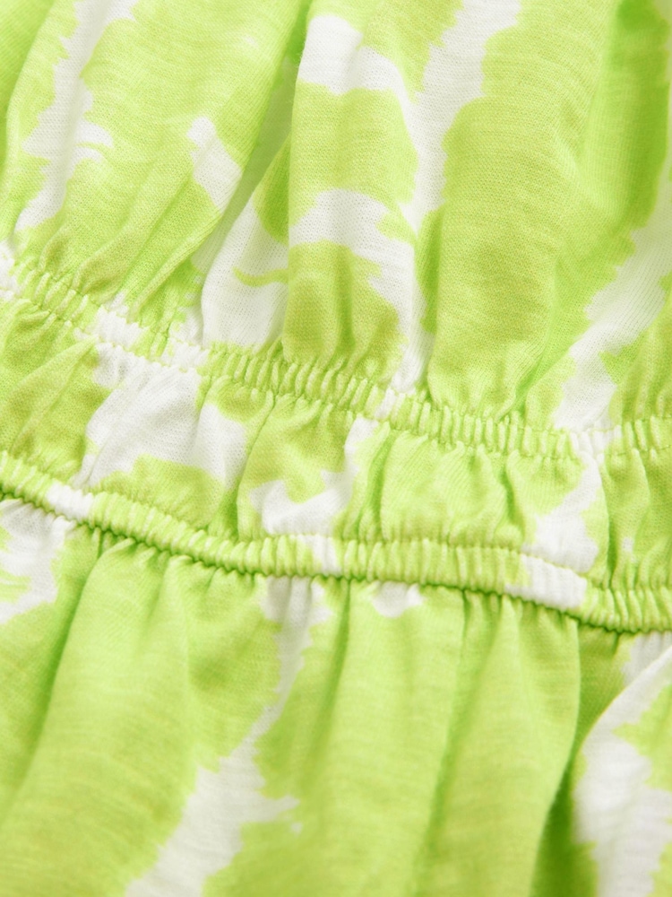Limettengrün/Knüpfbatik - Bardot-Overall mit Puffärmeln - Bild 5 von 5