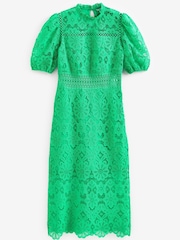 Grün - Kurzärmeliges Midikleid mit Spitzeneinsatz - Bild 6 von 6