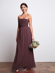Berry Red Mesh Multiway Bridesmaid Wedding Maxi Dress - Image 1 of 10
