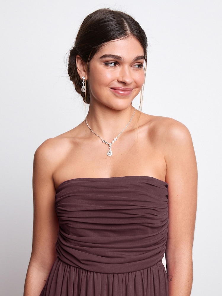 Berry Red Mesh Multiway Bridesmaid Wedding Maxi Dress - Image 6 of 10