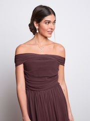 Berry Red Mesh Multiway Bridesmaid Wedding Maxi Dress - Image 7 of 10