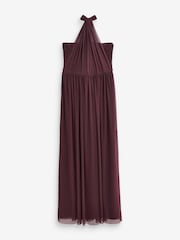Berry Red Mesh Multiway Bridesmaid Wedding Maxi Dress - Image 9 of 10
