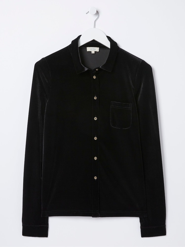 FatFace Black Viola Velvet Shirt - Image 4 of 4