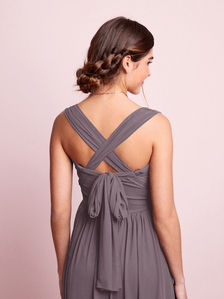 Mauve Purple Mesh Multiway Bridesmaid Wedding Maxi Dress - Image 11 of 12