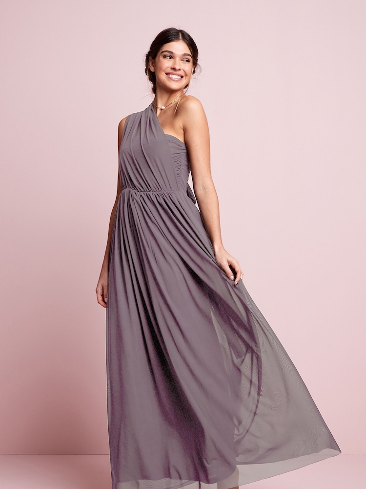 Mauve Purple Mesh Multiway Bridesmaid Wedding Maxi Dress - Image 6 of 12