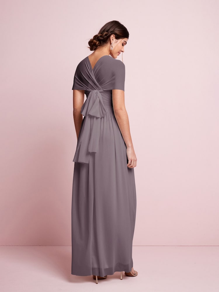 Mauve Purple Mesh Multiway Bridesmaid Wedding Maxi Dress - Image 7 of 12