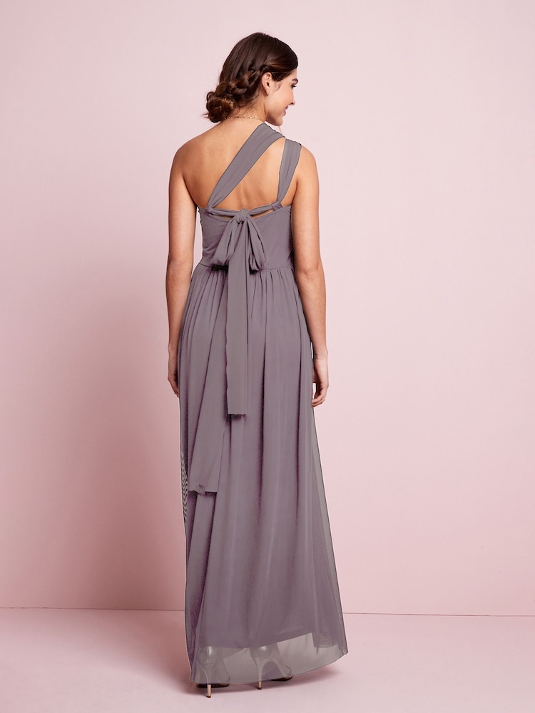 Mauve Purple Mesh Multiway Bridesmaid Wedding Maxi Dress - Image 8 of 12