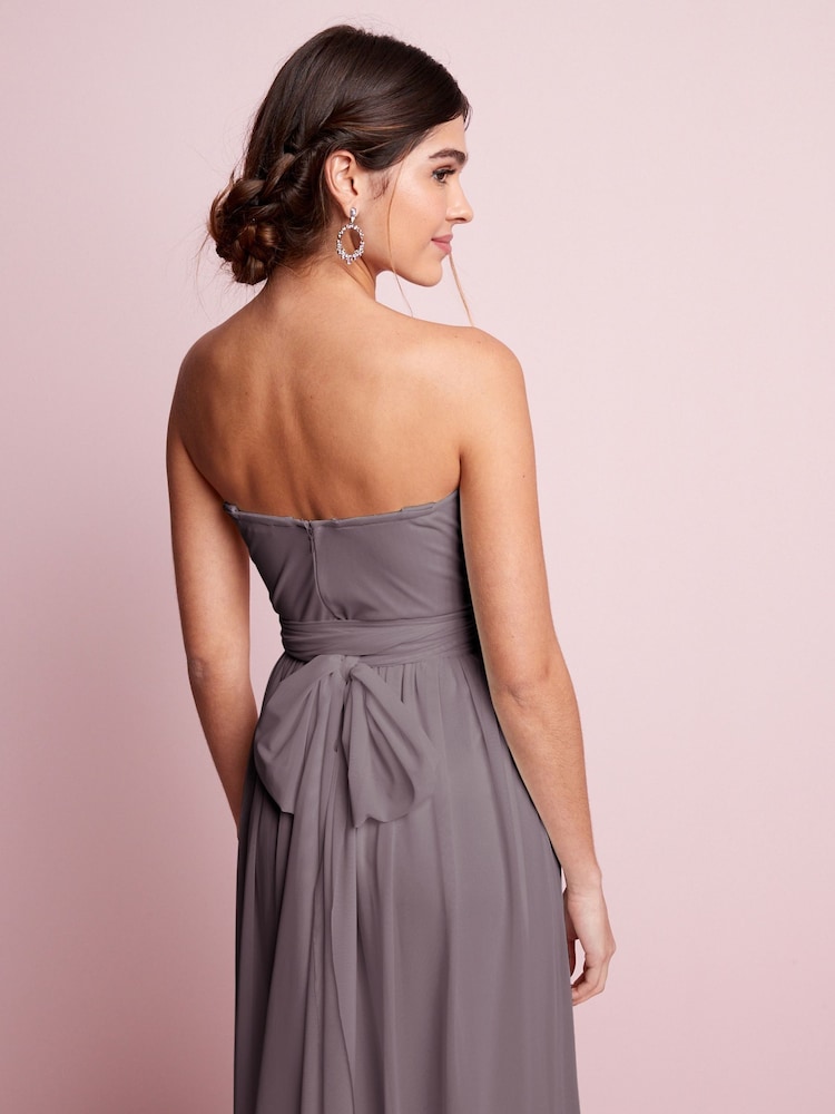 Mauve Purple Mesh Multiway Bridesmaid Wedding Maxi Dress - Image 10 of 12