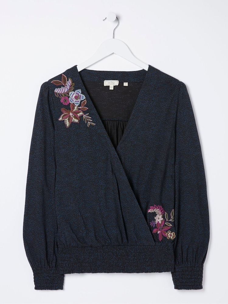 FatFace Black Remi Embroidered Floral Top - Image 4 of 4