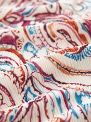 Ecru-Creme/Paisleymuster - Plissiertes Minikleid mit kurzen Puffärmeln - Bild 7 von 7