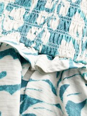 Teal Blue Floral Shirred Layered Mini Skirt - Image 6 of 6