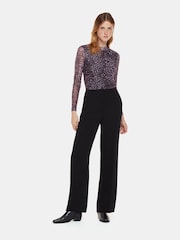 Whistles Leoparden-Netz-Top mit Federmotiv, Lila - Bild 1 von 5