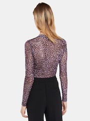 Whistles Leoparden-Netz-Top mit Federmotiv, Lila - Bild 2 von 5