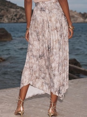 Snake Print Asymmetric Pleated Midi Skirt - Image 3 of 6