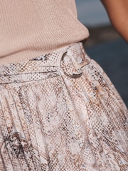 Snake Print Asymmetric Pleated Midi Skirt - Image 4 of 6