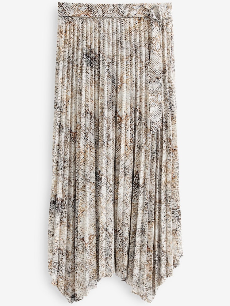 Snake Print Asymmetric Pleated Midi Skirt - Image 5 of 6