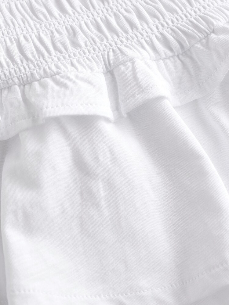 Optic White Shirred Layered Mini Skirt - Image 7 of 7