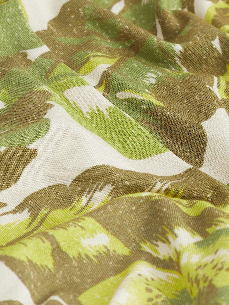 Grün, Blätterprint - Jersey-Shorts mit Spitzenbesatz - Bild 6 von 6