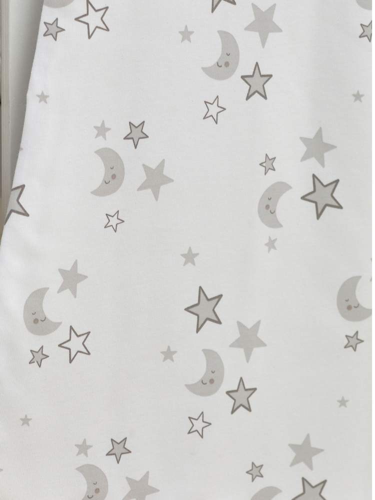 White Grey Moon & Stars Hip Dysplasia 100% Cotton Sleep Bag - Image 6 of 6