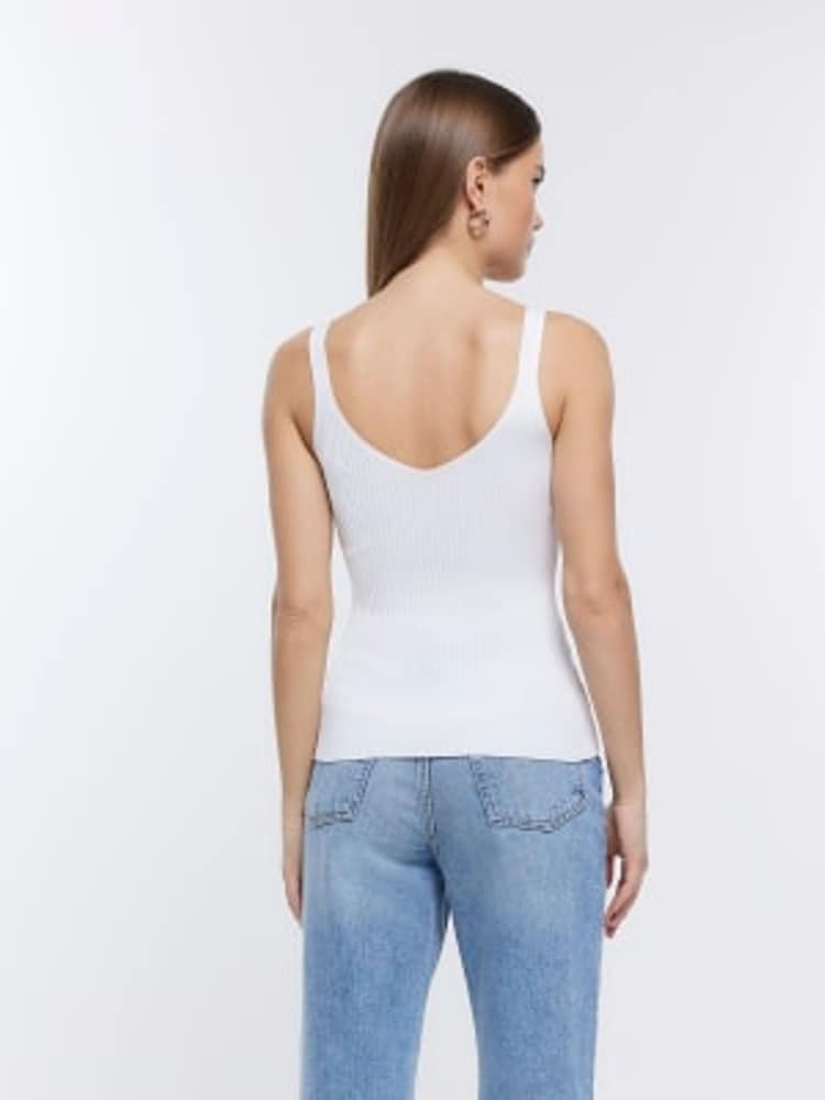 River Island White Rib Hardware Vest - Image 2 of 6