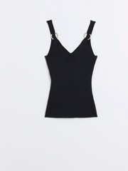 River Island Black Rib Hardware Vest - Image 3 of 4