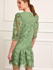 Green Broderie Mini Dress - Image 3 of 6