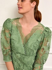 Green Broderie Mini Dress - Image 4 of 6